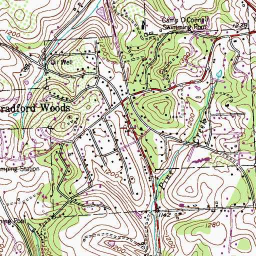 Topographic Map of Bradford Woods Elementary School, PA