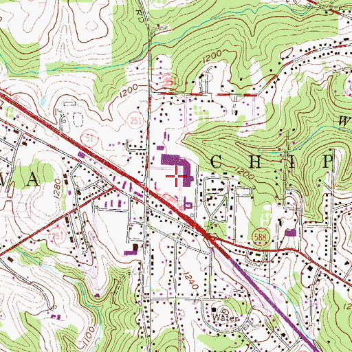 Topographic Map of Chippewa Mall, PA