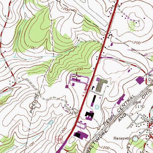 Topographic Map of Pennsylvania State University Fayette Campus, PA
