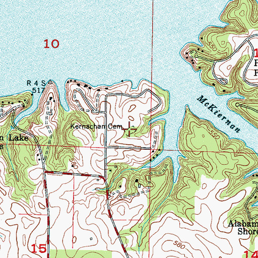 Topographic Map of Kernachan Cemetery, AL