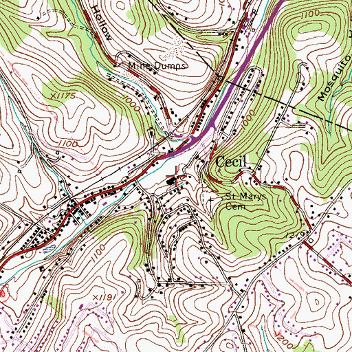 Topographic Map of Cecil Elementary School, PA