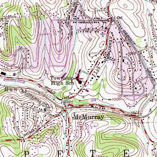 Topographic Map of Peters Township High School, PA