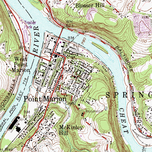Topographic Map of Port Marion Elementary School, PA