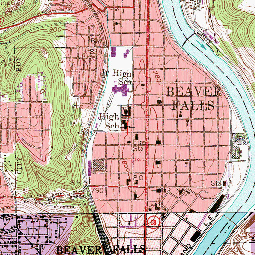 Topographic Map of Big Beaver Elementary School, PA