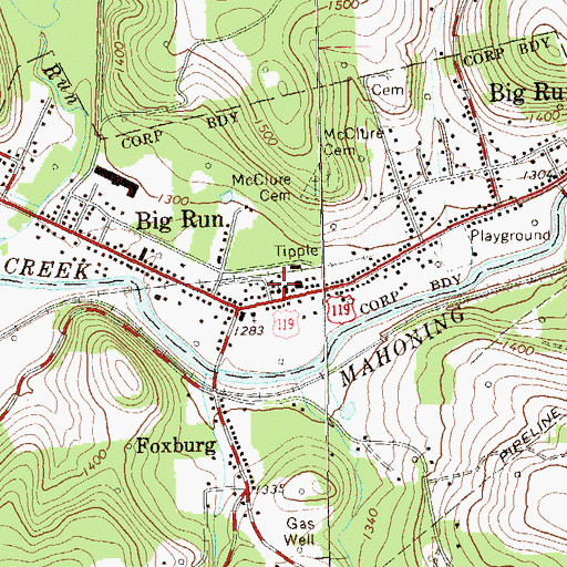 Topographic Map of Big Run Elementary School, PA
