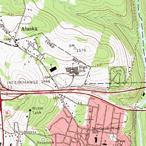 Topographic Map of Brookville Junior Senior High School, PA