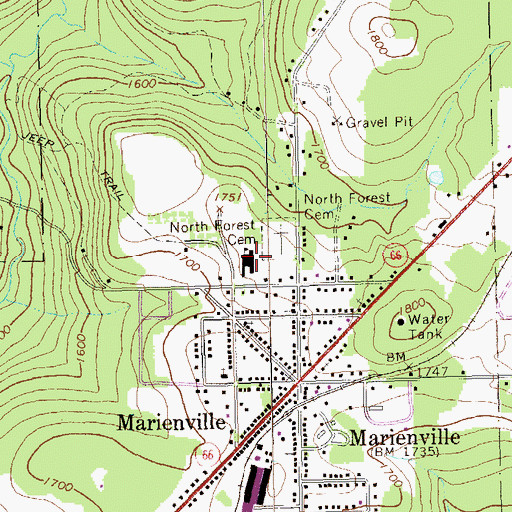Topographic Map of East Forest Elementary School, PA