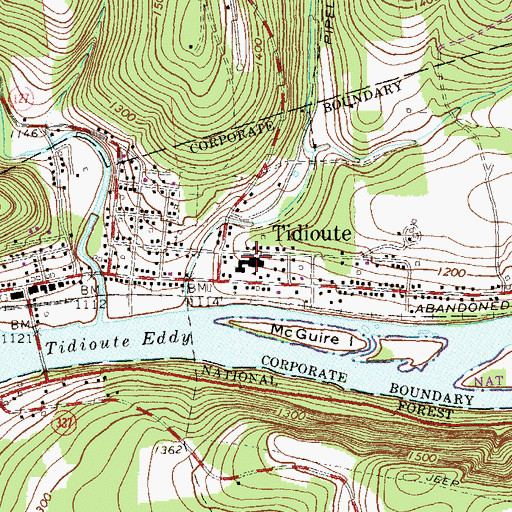 Topographic Map of Tidioute Elementary School, PA