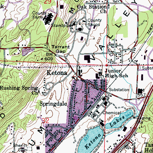 Topographic Map of Ketona, AL