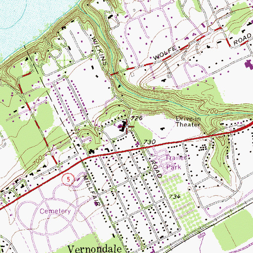 Topographic Map of Vernondale Elementary School, PA