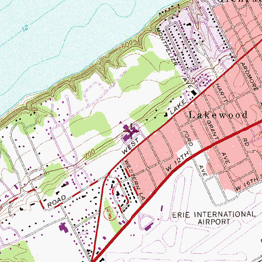 Topographic Map of Westlake Middle School, PA