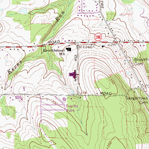 Topographic Map of Saegertown High School, PA