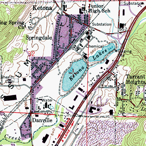 Topographic Map of Ketona Lakes, AL