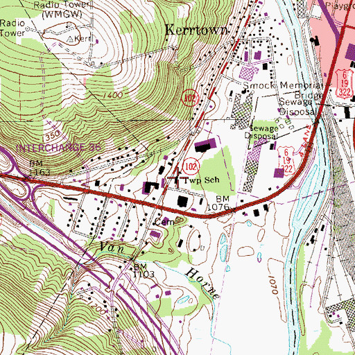 Topographic Map of Kerrtown Elementary School, PA