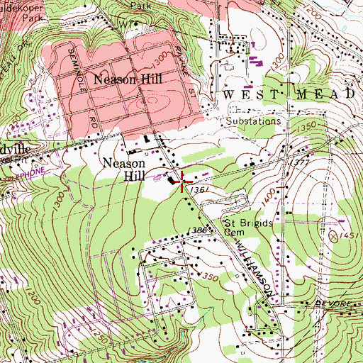 Topographic Map of Neason Hill Elementary School, PA