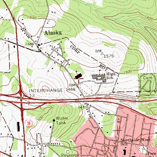 Topographic Map of Hickory Grove Elementary School, PA