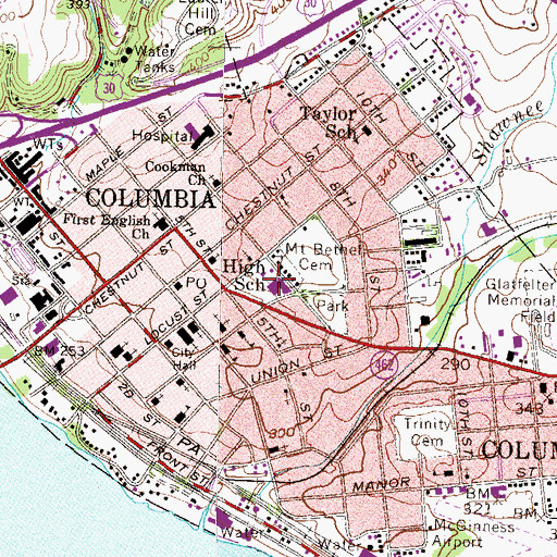 Topographic Map of Park Elementary School, PA