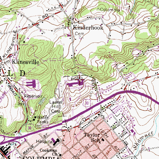Topographic Map of Columbia Junior Senior High School, PA