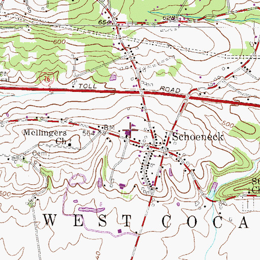 Topographic Map of Schoeneck Elementary School, PA