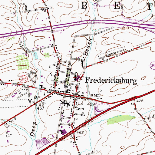 Topographic Map of Fredericksburg Elementary School, PA