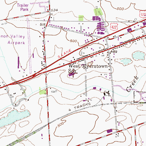 Topographic Map of Myerstown Elementary School, PA