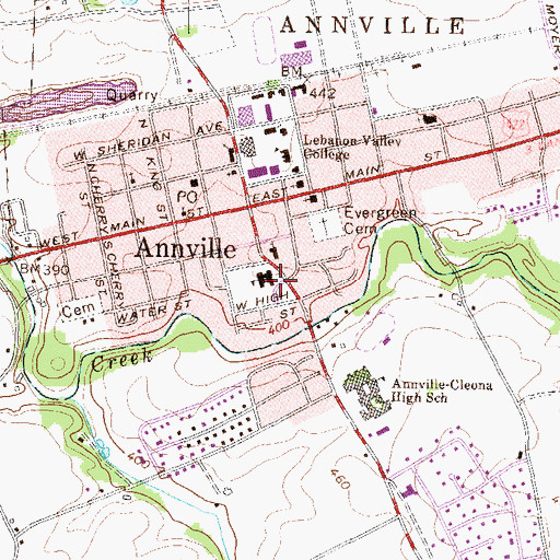 Topographic Map of Annville Elementary School, PA