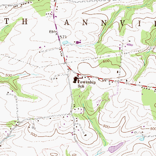 Topographic Map of North Annville Elementary School, PA