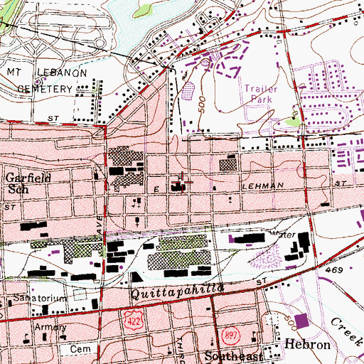 Topographic Map of Houck Elementary School, PA
