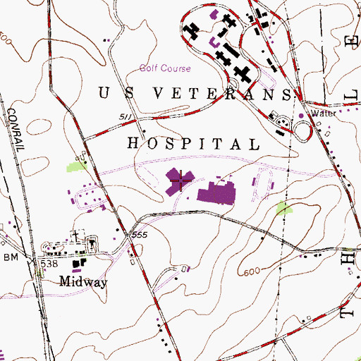 Topographic Map of Cedar Crest Middle School, PA