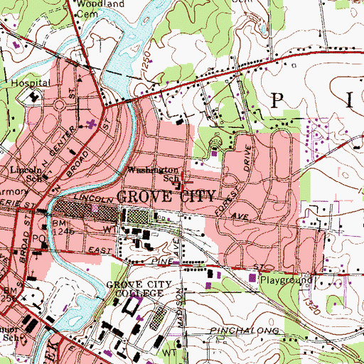 Topographic Map of Washington Kindergarden Center, PA