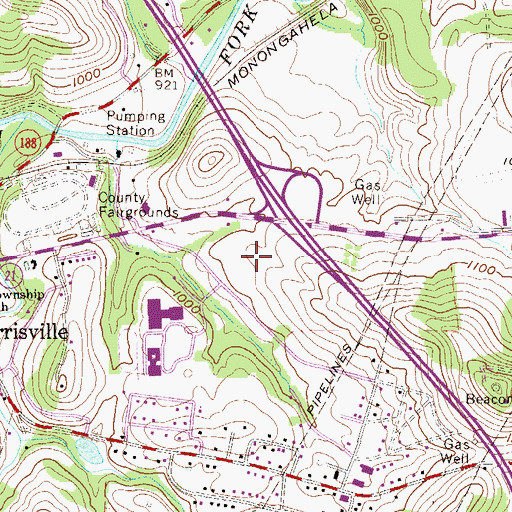 Topographic Map of Greene Plaza, PA