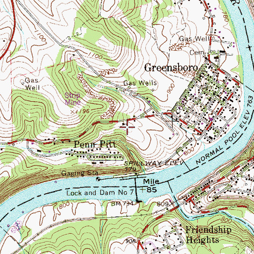 Topographic Map of Penn Pitt Elementary School, PA