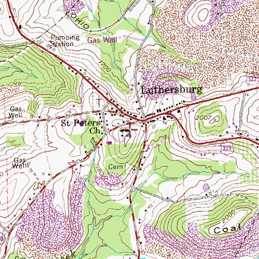 Topographic Map of Luthersburg Elementary School, PA