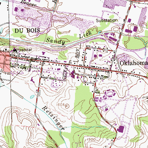 Topographic Map of Oklahoma Elementary School, PA
