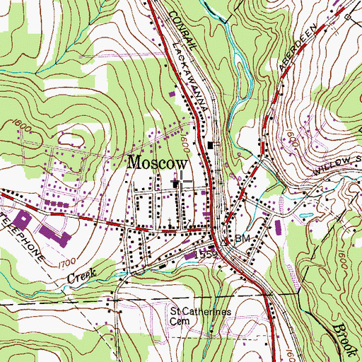 Topographic Map of Moscow Elementary School, PA
