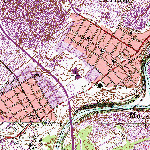 Topographic Map of Taylor Junior Senior High School, PA