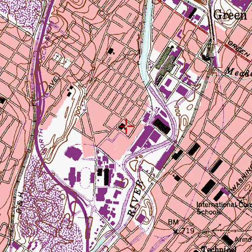 Topographic Map of Bancroft Elementary School, PA