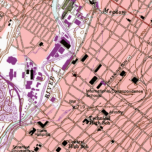 Topographic Map of Adams Elementary School, PA