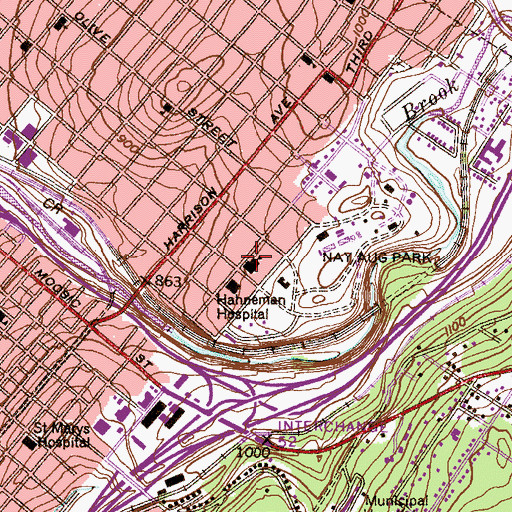 Topographic Map of Audubon Elementary School, PA
