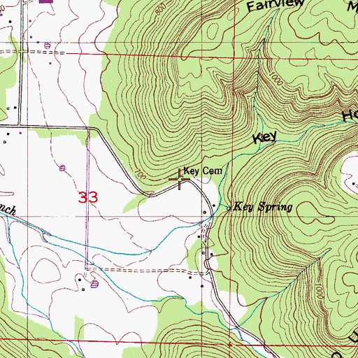 Topographic Map of Key Cemetery, AL
