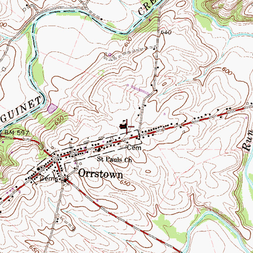 Topographic Map of Orrstown Elementary School, PA
