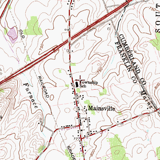 Topographic Map of Mainsville Elementary School, PA