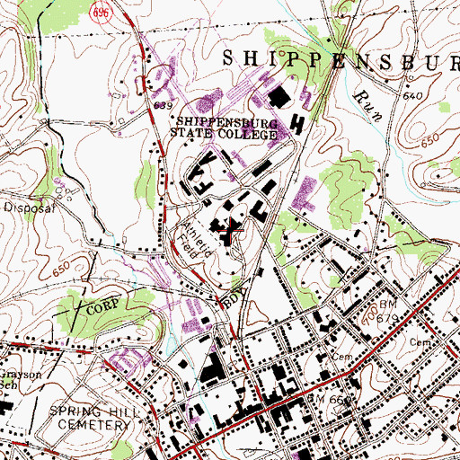 Topographic Map of Rowland School for Young Children, PA