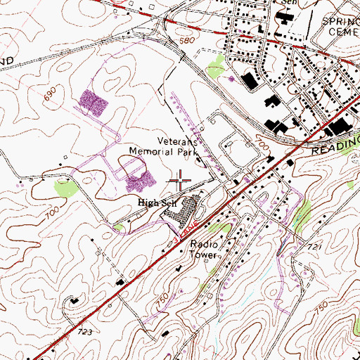 Topographic Map of Shippensburg Area Senior High School, PA