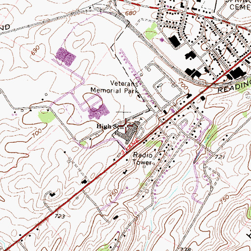 Topographic Map of Shippensburg Area Junior High School, PA
