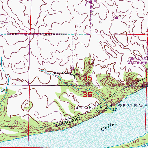 Topographic Map of Key Cemetery, AL