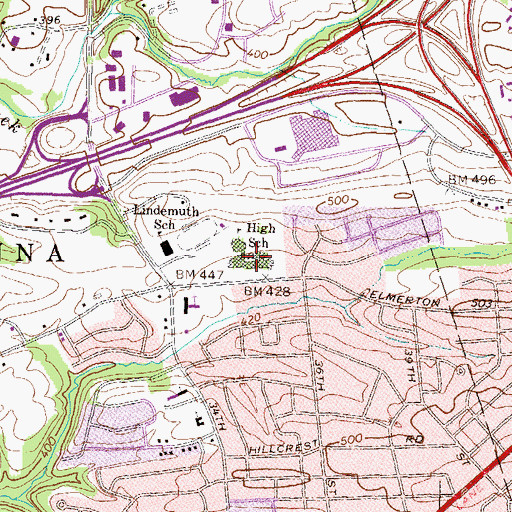 Topographic Map of Susquehanna Township High School, PA