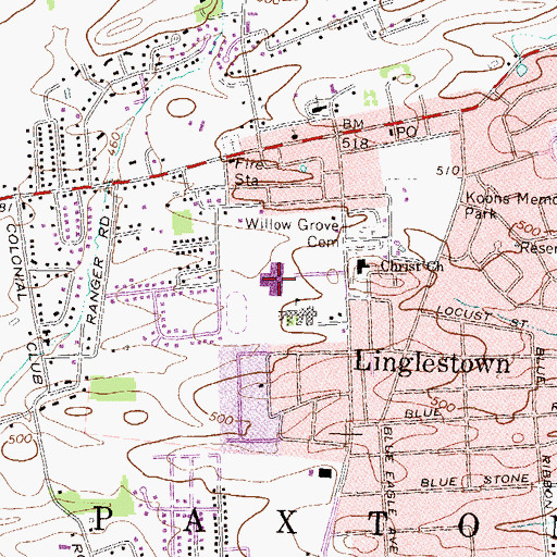 Topographic Map of Linglestown Junior High School, PA