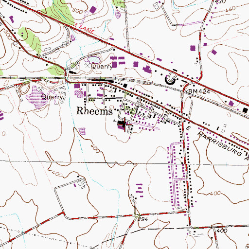 Topographic Map of Rheems Elementary School, PA