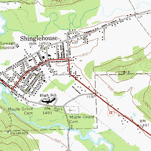 Topographic Map of Oswayo Valley Elementary School, PA